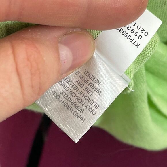 J. Jill Love Linen V-Neck Top Shirt Lime Mint Green XS Petite T-shirt - Picture 7 of 9